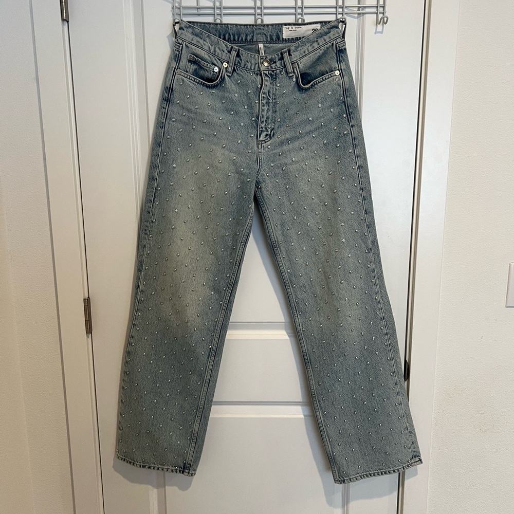 rag & bone Shea Embellished Relaxed Straight Jeans